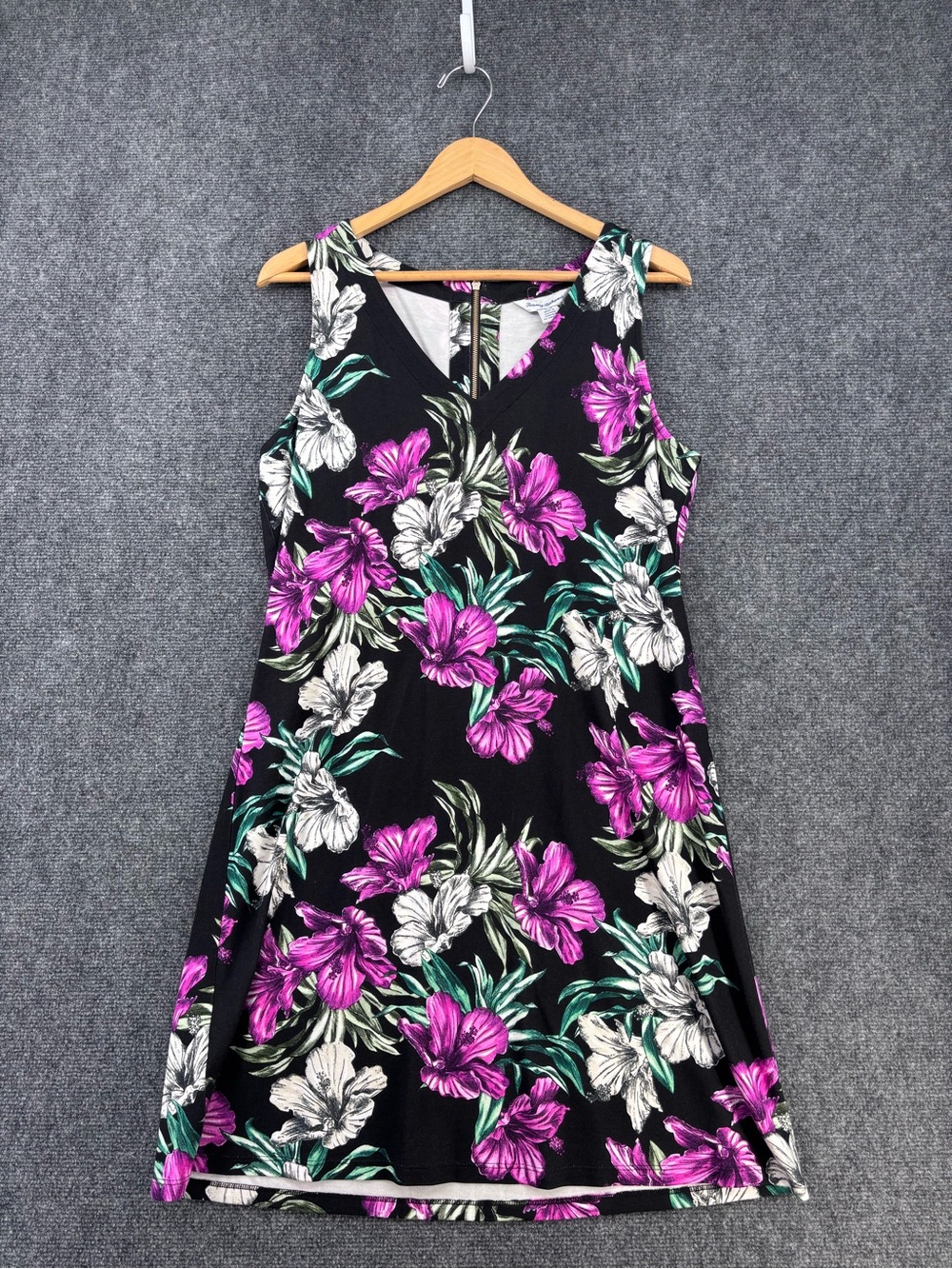 NWT Tommy Bahama Tropical Black Purple Flowers Darcy Villa Garden Dress Size L